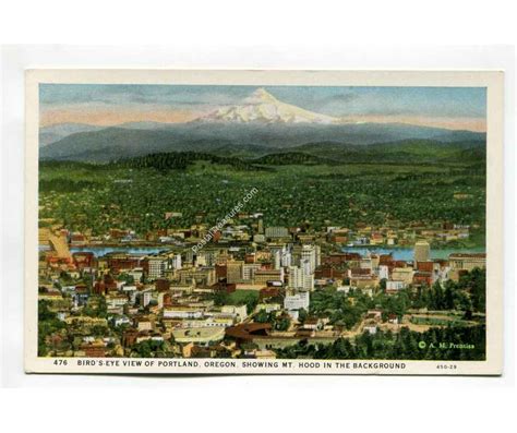 Birds Eye View Of Portland Oregon Showing Mt Hood In The