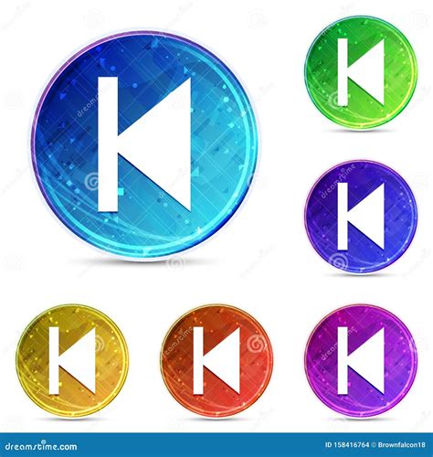 Previous Track Icon Digital Abstract Round Buttons Set Illustration