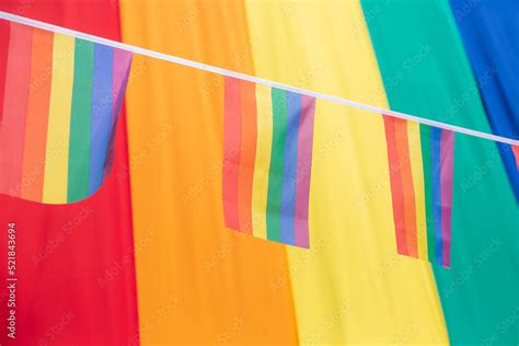 Full Frame Gay Pride Background With Rainbow Flag And Bunting Stock Photo Adobe Stock