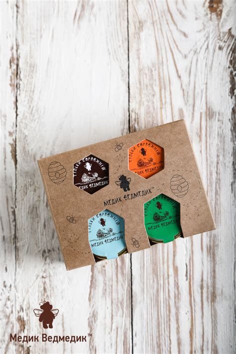 Подарочный набор меда Крафт: 4 баночки меда по 50 г., описание, купить ...