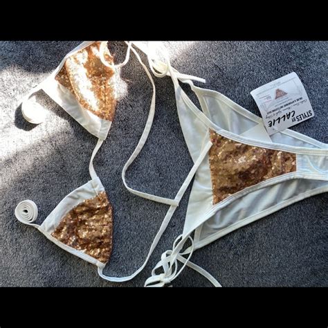 Anastasias Romance Swim Nwt Rose Gold Sequin Bikini Nwt Stunning