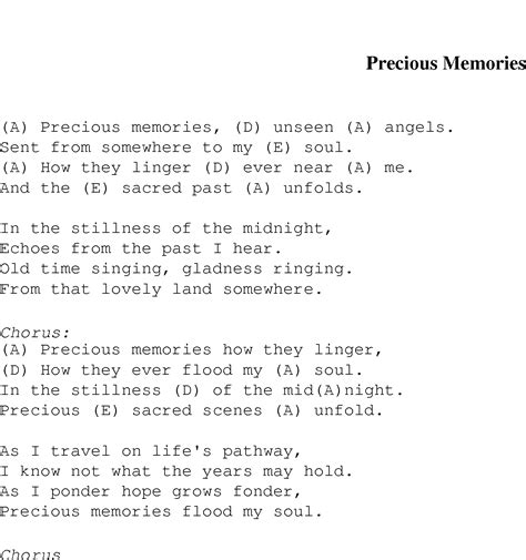 Precious Memories Christian Gospel Song Lyrics And Chords