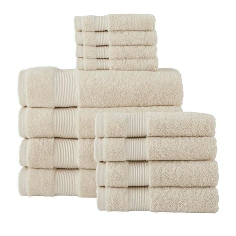 StyleWell HygroCotton Oatmeal Beige 12 Piece Bath Towel Set 6pcSet