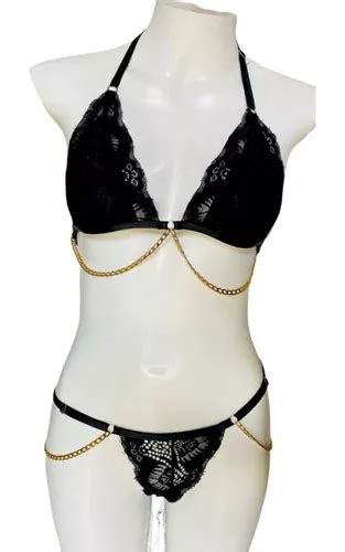 Conjunto Lingerie Calcinha E Suti Renda Correntes Sexy Mercadolivre
