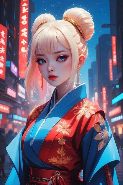 Premium Ai Image Innovative Panache Blonde Asian Womans Futuristic