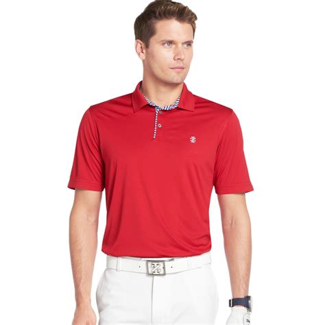 Izod Short Sleeve Solid Performance Golf Polo With Stripe Trim Detail