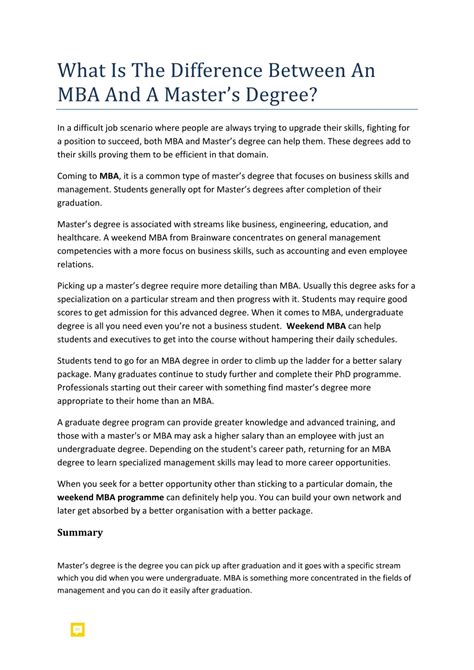 difference   mba   masters degree