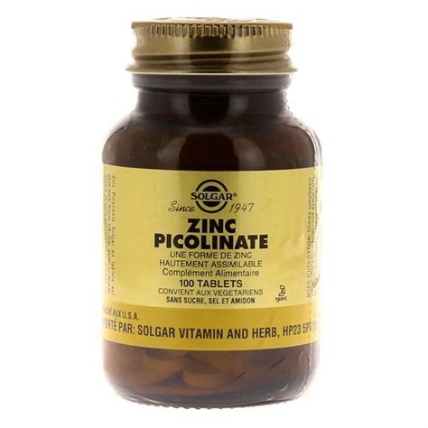 Antioxydant & Peau - Zinc Picolinate 22 mg - Solgar| Hyperbio.com