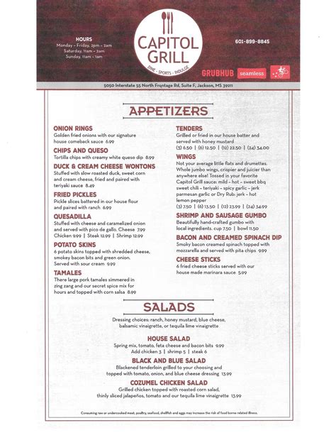 Capitol Grill - Our new Menu beginning tomorrow. | Facebook