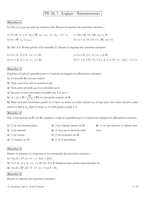 Logique Raisonnements Exercices Alloschool