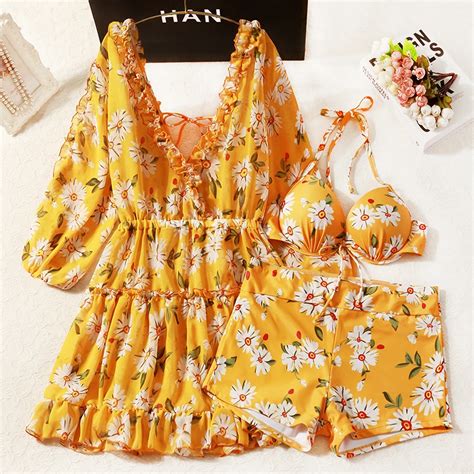 Yinfengting Mulher Push Up Bikini Conjunto De Banho Impresso Mai Cobertura De Ver O Sexy