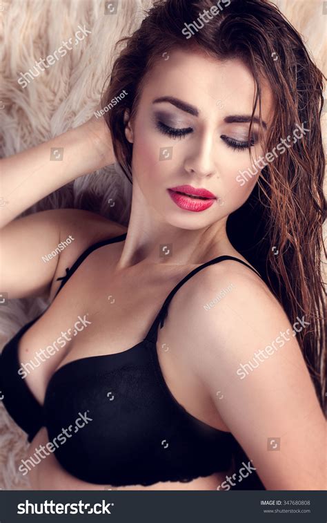 Sexy Beautiful Brunette Woman Lying Bed Stock Photo 347680808 Shutterstock