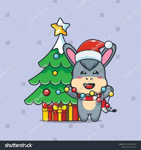 Cute Donkey Christmas Lamp Cute Christmas Stock Vector (Royalty Free ...