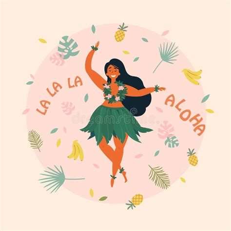 Hula Dancer Hawaiian Girl Illustration Luau Fest Stock Vector