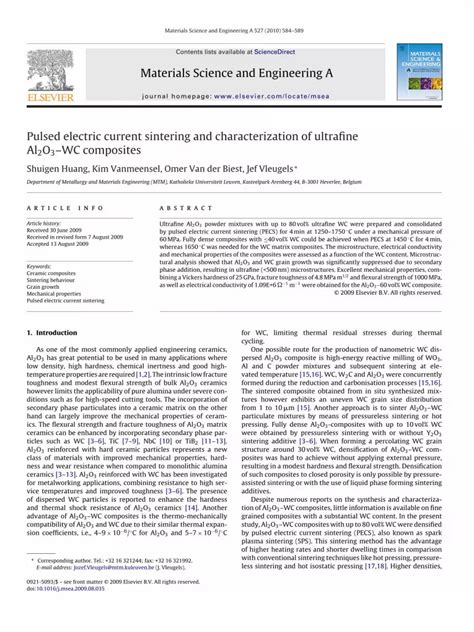 Pdf Pulsed Electric Current Sintering And Characterization Of