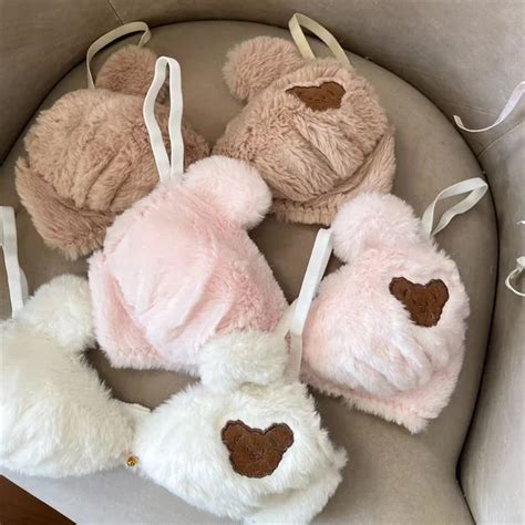Kawaii Bear Heart Plush Lingerie Set Kuru Store