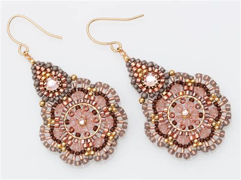 Beaded Dangle Earrings Copper Gray In 2024 Beaded Jewelry Beaded