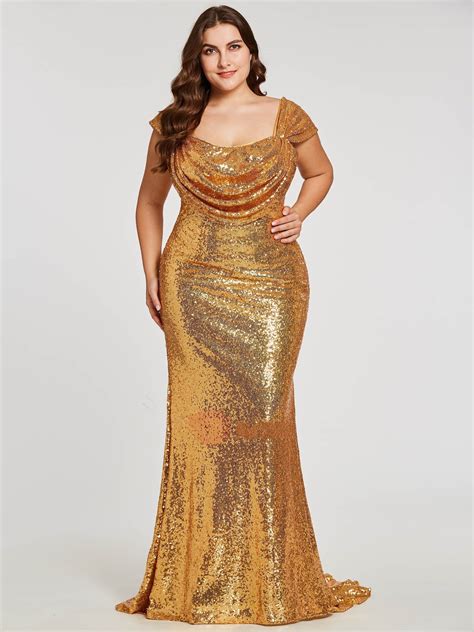 Plus Size Gold Evening Gowns Dresses Images 2022