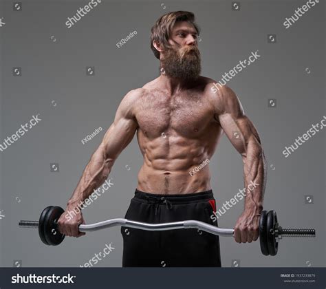 Naked Strong Man Holding Barbell Looking Stock Photo 1937233879 Shutterstock