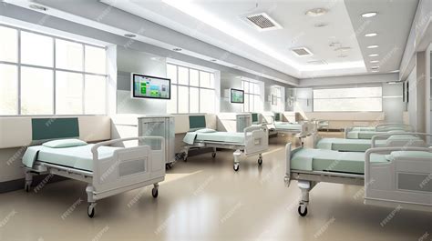 Premium Photo | A hospital room with a bed and a tv on the wall