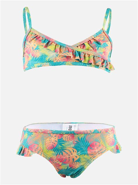 Mädchen Bikini Set mit Blätterprint TURQUOISE noSize 877026 turquoise