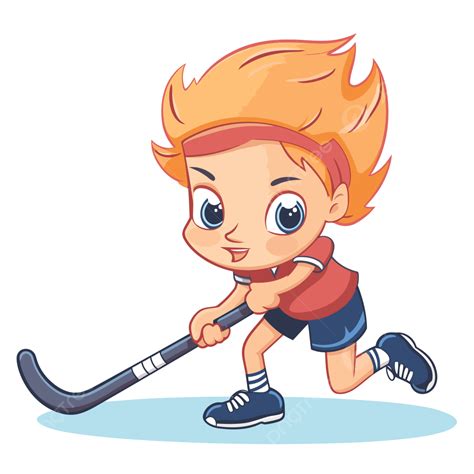 cute field hockey vector sticker clipart character playing hockey