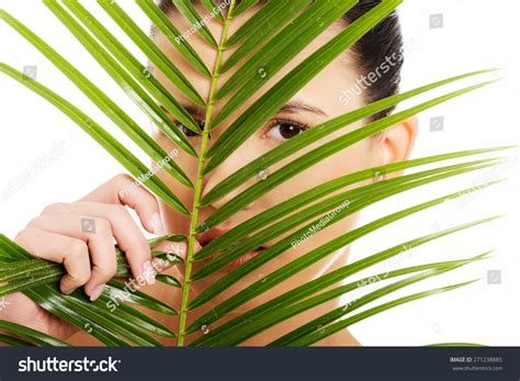 Portrait Nude Woman Behind Palm Leaf Stock Photo Shutterstock