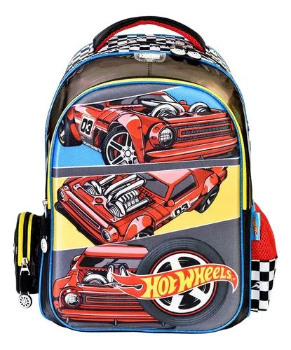 Mochila Hot Wheels Escolar Para Ni O Acabado D Color Rojo Dise O De La Tela Liso Mercadolibre