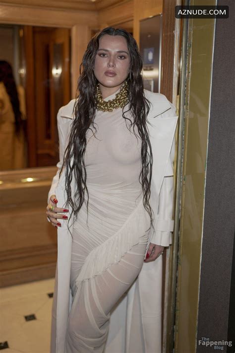 Bella Thorne Sexy Flashes Her Hot Tits In A Sultry Sheer Dress At Paris Fashion Week AZNude