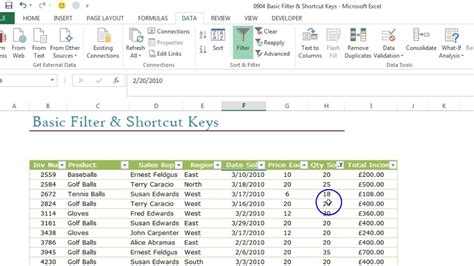 Basic Filter And Shortcut Keys In Microsoft Excel Youtube