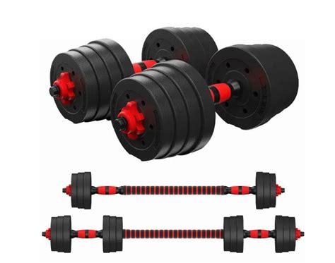 Gym Fitness Workout Free Weight Lifting Adjustable Dumbbell Barbell Set ...