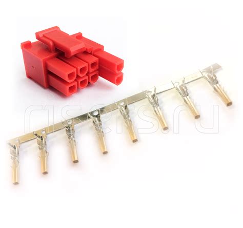 PCI-E_6+2pin_connector_4.2mm_M_pins_RED | Райзеры и оборудование для ...