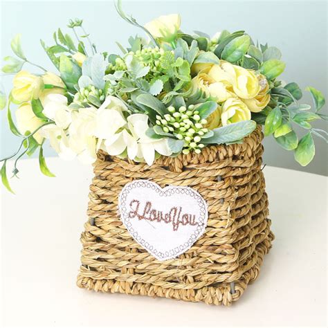 Edgergery Woven Straw Flower Pot Seagrass Planters Basket,Small Woven