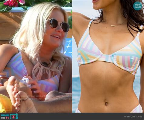 WornOnTV Debs Pastel Striped Bikini On Love Island USA Deb Chubb Clothes And Wardrobe From TV