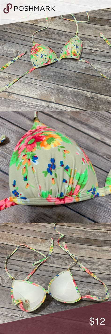 Gianni Bini Bright Floral Bikini Swim Push Up Top Floral Bikini