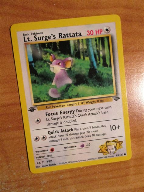 Lt Surge S Rattata Gym Challenge 1st Edition Pokemon Card LP Values