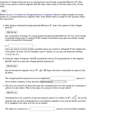 Solved A Particle Of Charge Q And Mass M Is Accelerated