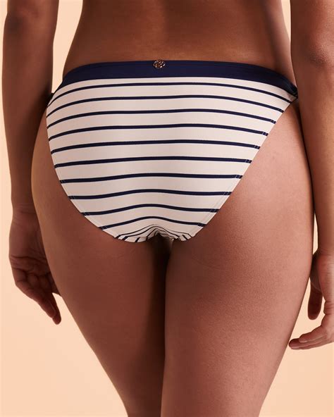 Turquoise Couture Nautical Side Tie Bikini Bottom Stripes Bikini