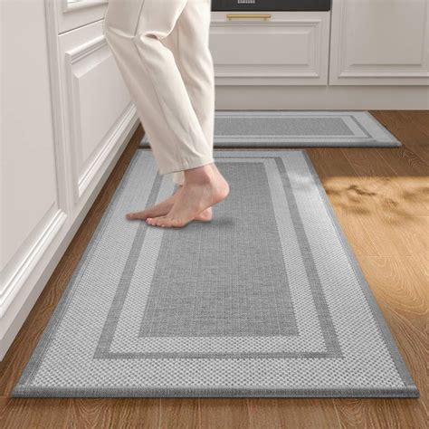 Lot de 2 tapis de cuisine lavables et antidérapants Tissage Anti