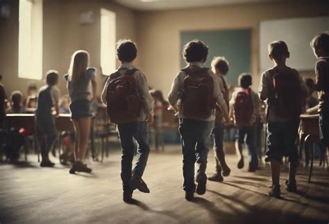 Una escuela llena de niños jugando Foto Premium