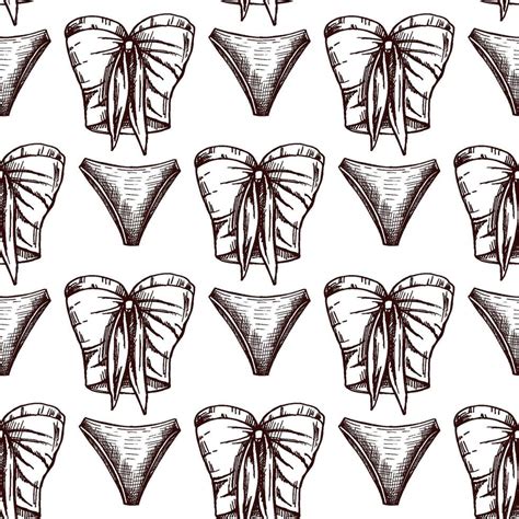 mano dibujado sin costura modelo con bikini y corsé parte superior en Clásico estilo