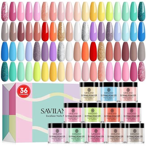 Saviland Dip Powder Nail Kit Glitter Dip Powder Colors Nail Dip