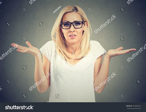 Portrait Dumb Looking Woman Arms Out库存照片760535014 Shutterstock