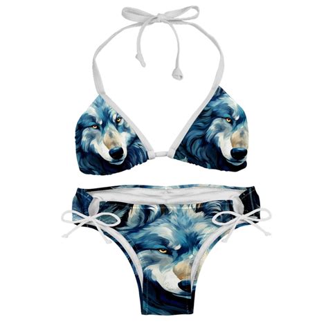 Wolf Swim Wear Detachable Sponge Adjustable Strap Bikini Set Two Pack For Multiple Scenes