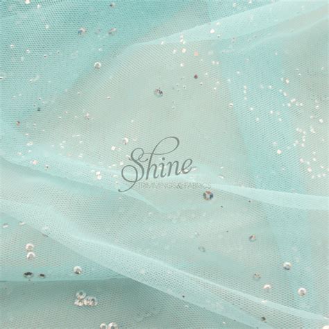 Confetti Stretch Tulle Aqua Shine Trimmings Fabrics