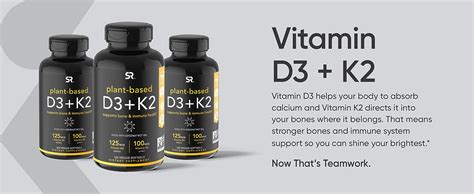Amazon.com: Sports Research Vitamin D3 K2 with 5000iu of Plant-Based D3 ...