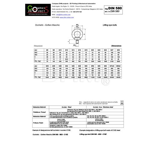 Occhiello Inox M16 Golfare Maschio