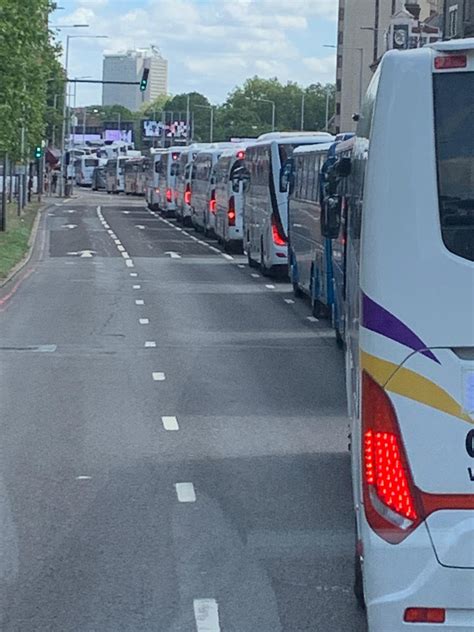Hundreds of empty coaches join Honk For Hope protest convoy in London