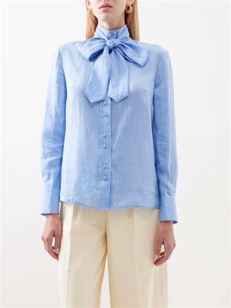 Zimmermann Pussy Bow Ramie Blouse ShopStyle Tops