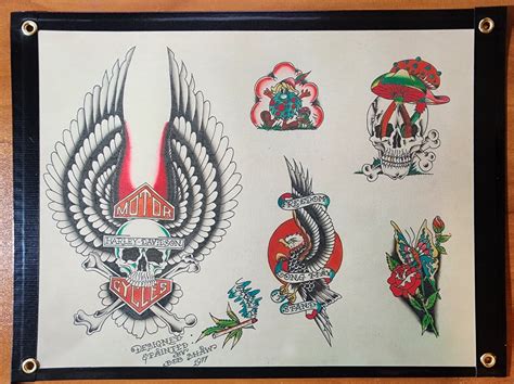 Bob Shaw 1977 Traditional Vintage Style Tattoo Flash Sheet HD, Biker